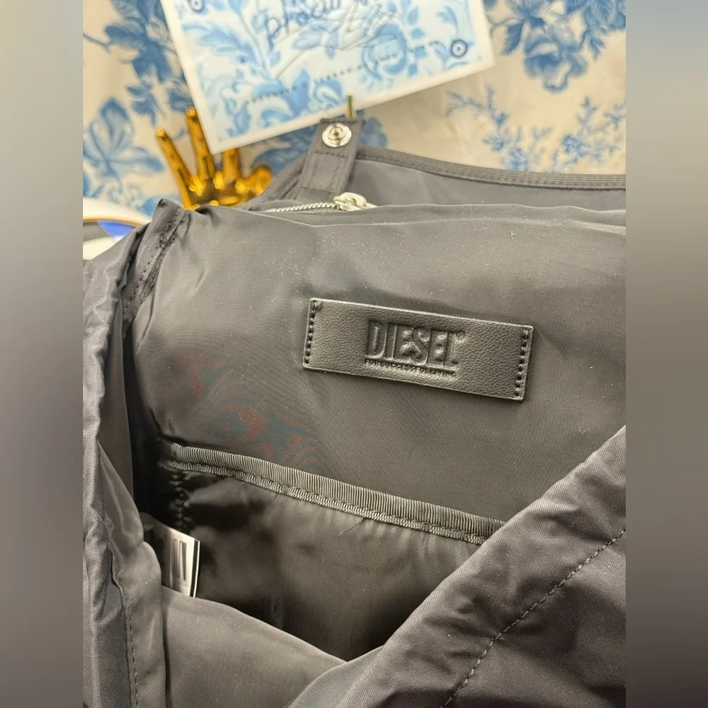 🆕 DIESEL 🧿 NWT Logos L-Large Backpack, Black Recycled Nylon - Picture 12 of 15